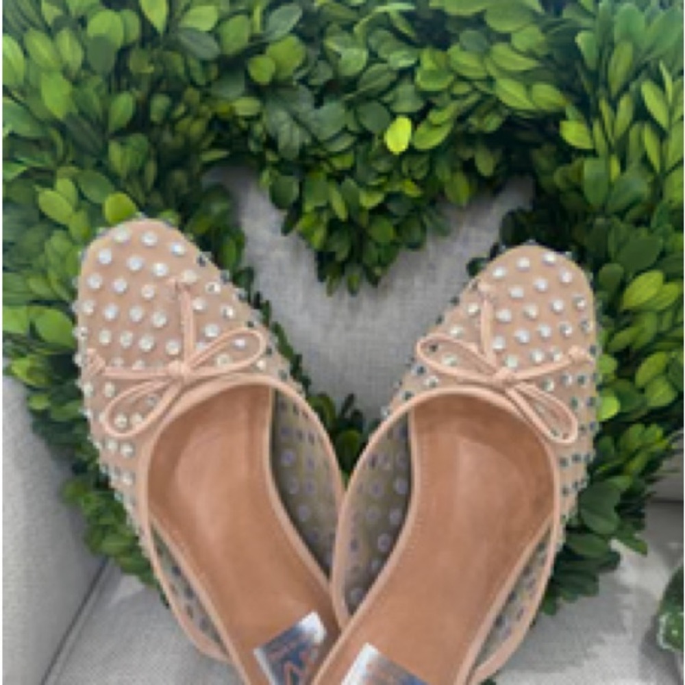 DV by Dolce Vita Tan Rhinestone ballet Flat Misti Nude Mesh- brand new